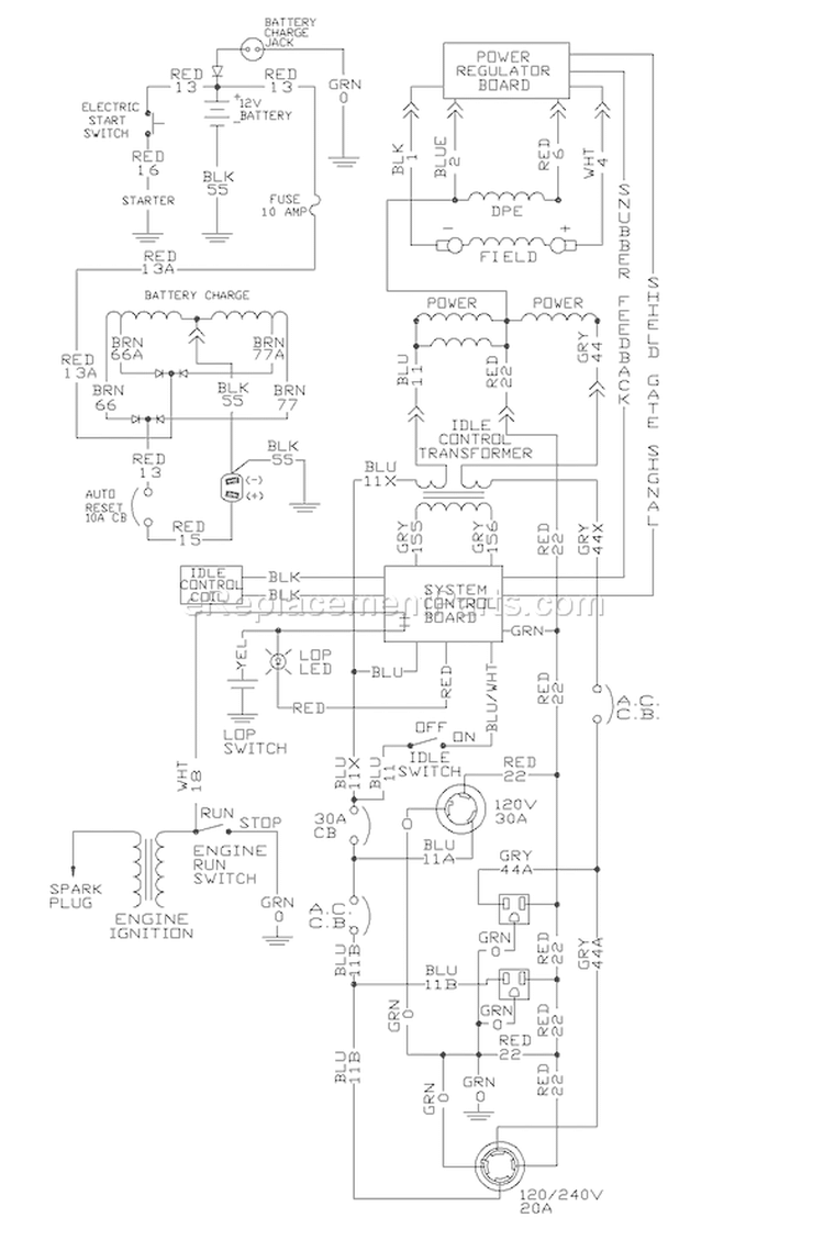 Page D Diagram and Parts List for 1656-0  Briggs and Stratton Generator